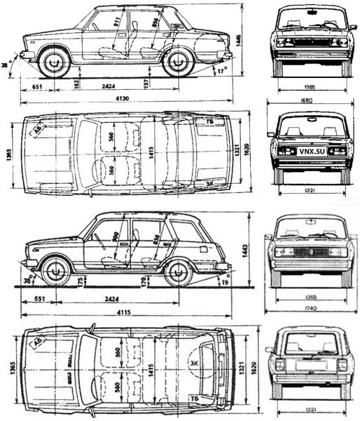 Габариты ВАЗ 2104 и ВАЗ 2105