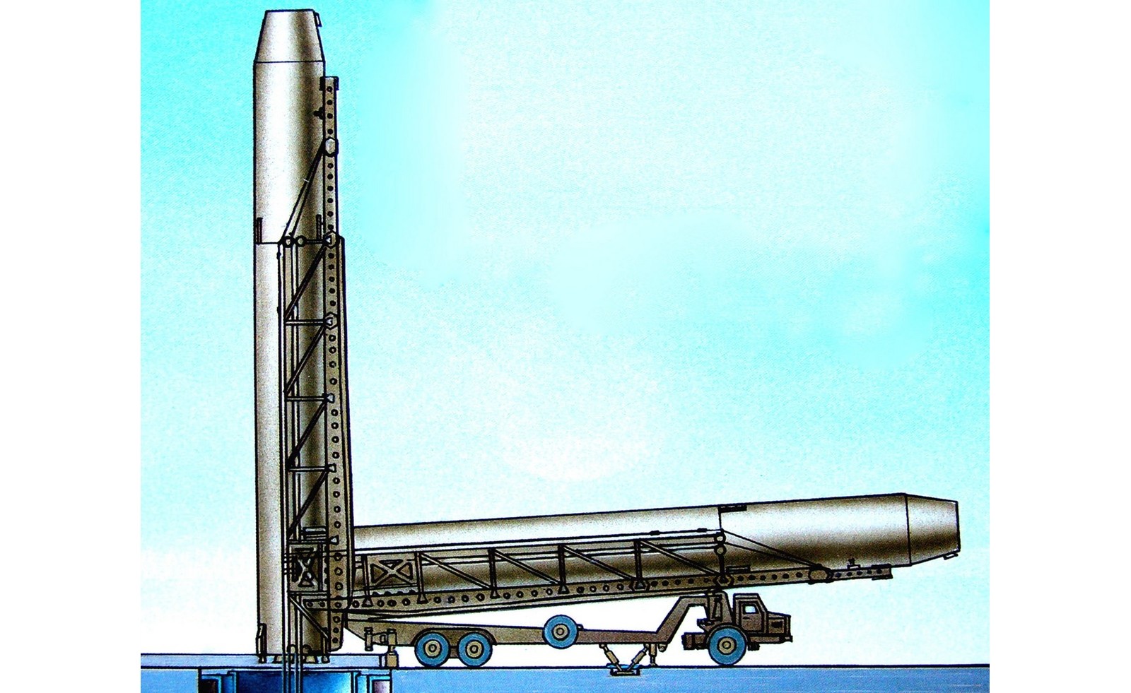 Схема установки межконтинентальной ракеты Р-36 в шахтный колодец комплекса 8П867