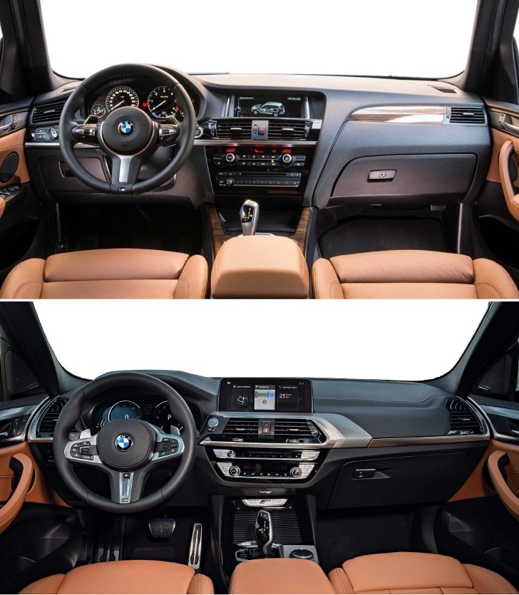 BMW X3 F25 vs BMW X3 G01 - дизайн салона