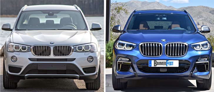 BMW X3 F25 vs BMW X3 G01 - передняя часть